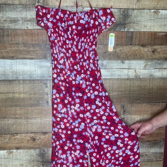 New GB juniors‎ red pants romper jumpsuit spaghetti straps, ruching, size XL - Picture 5 of 16